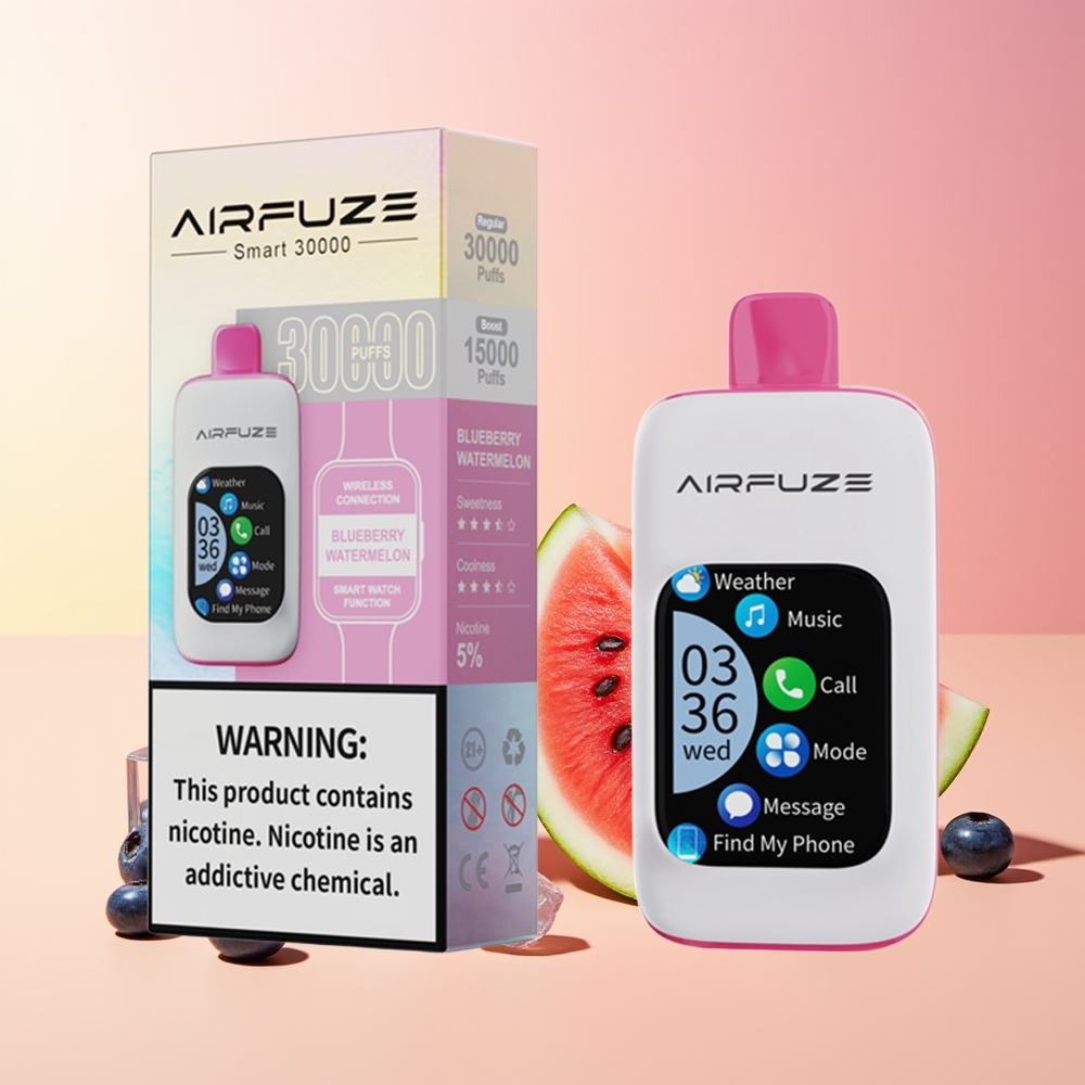 AirFuze Smart 30000 Puff Dispozabilna Vapa Borovnica Lubenica Tip-C Zaslon