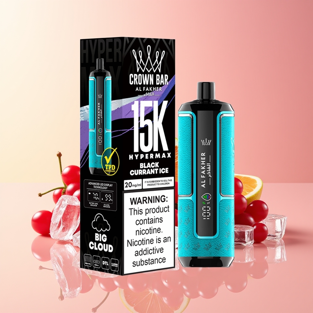 Al Fakher Crown Bar 15K Črni ribez Led Vape Kit