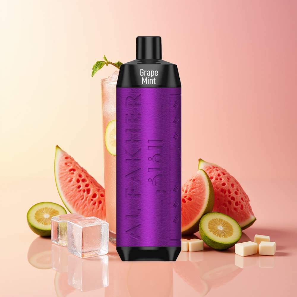 Al Fakher Crown Bar 8000 Kristalna Enkratna Vape Grozdje Meta 18ml USB Type-C