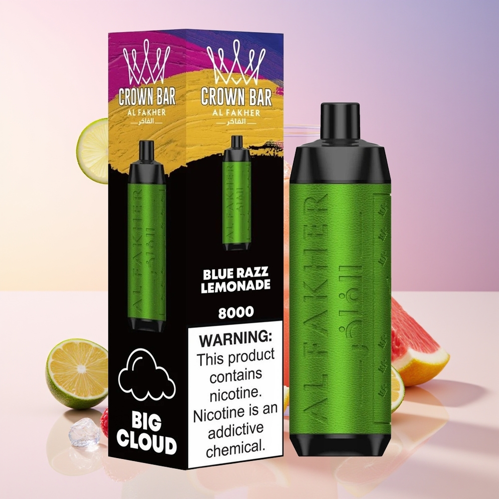 Al Fakher Crown Bar 8000 Modra Malina Limonada 18ml USB Type-C