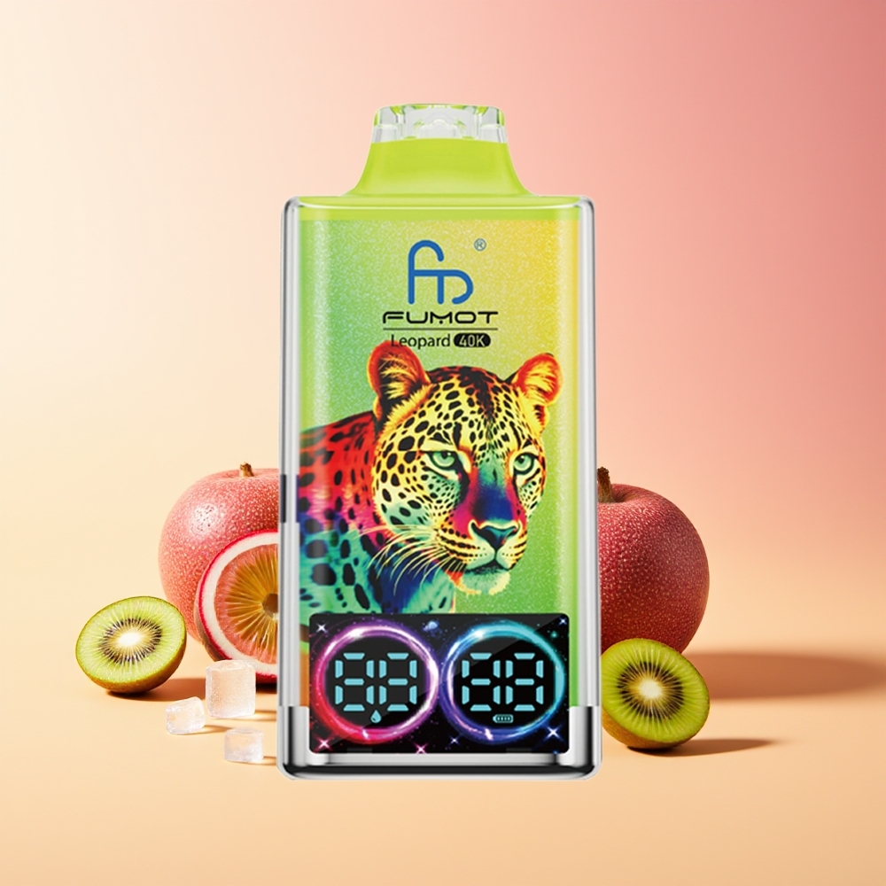 Fumot Leopard 40K Puffs Enojedispozitivni Vape Kivi Pasijonka Guava 5% Nicotine Dual Mesh