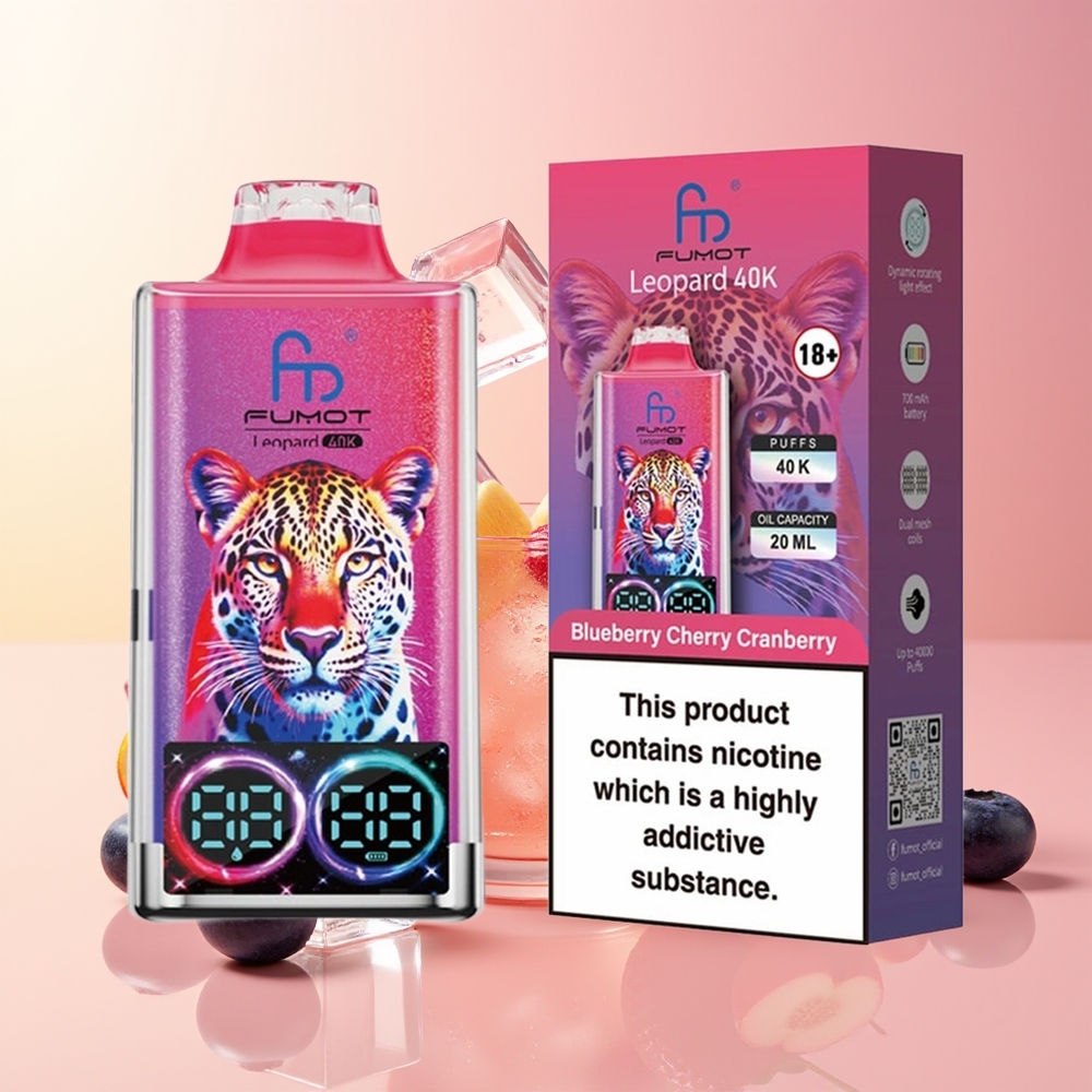 Fumot Leopard 40K Puffs Vape Borovnica Češnja Brusnica 5% Nicotine 700mAh Battery
