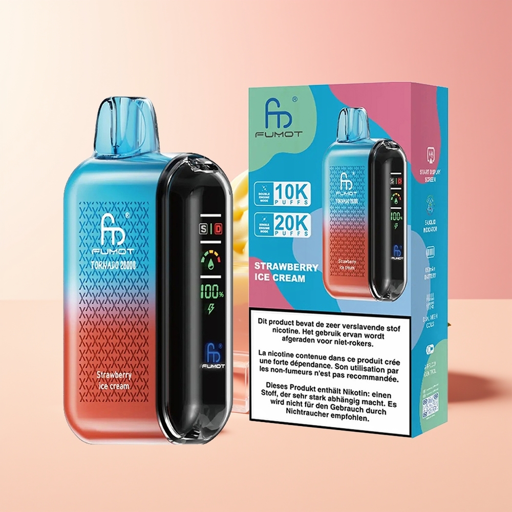 Fumot Tornado 20000 Puff Dvojni Mešani Jagodna Sladoled 20ml 850mAh