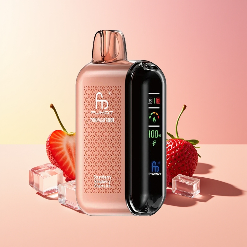 Fumot Tornado 20000 Puff Jagoda Malina Češnja Led Dual Mesh Smart Display