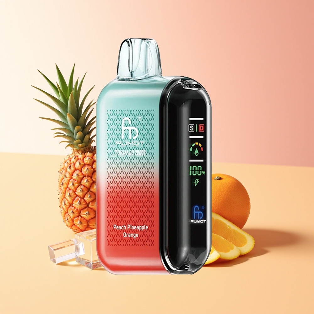 Fumot Tornado 20000 Puff Peach Pineapple Orange Dual Mesh Coil Smart Display