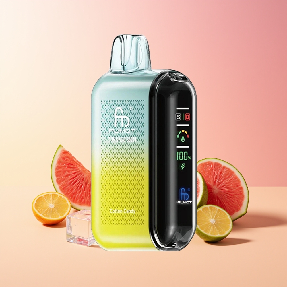 Fumot Tornado 20000 Puffov Bavarska Krema (Pamžna Sladkorna Vata) Dual Mesh Coil Smart Display