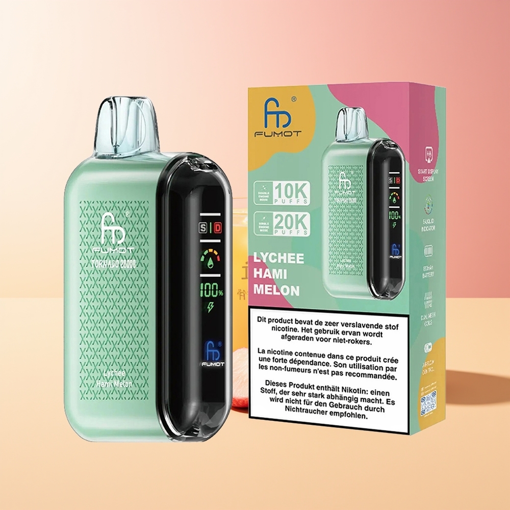 Fumot Tornado 20000 Puffov Dual Mesh Lyči Hami Melona Smart Display