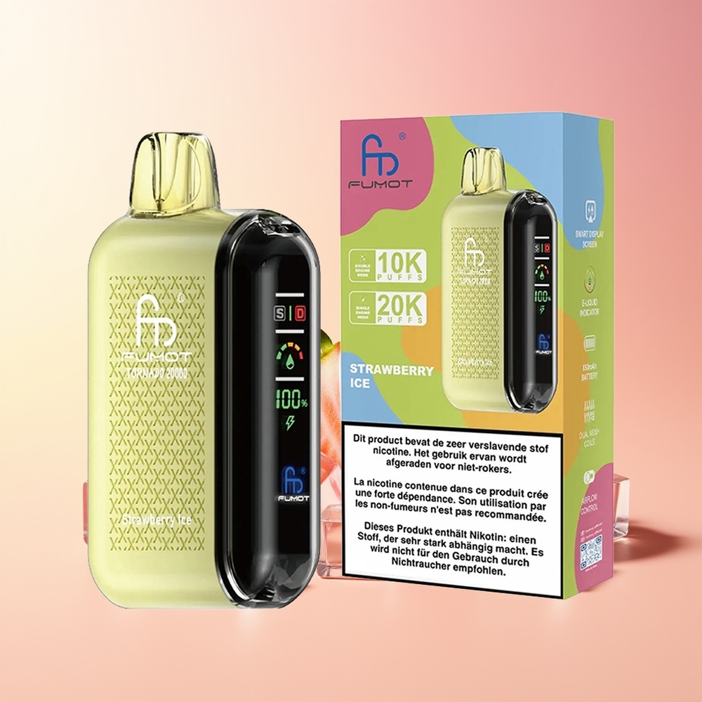 Fumot Tornado 20000 Puffov Dvojni Mesh Jagoda Led 850mAh
