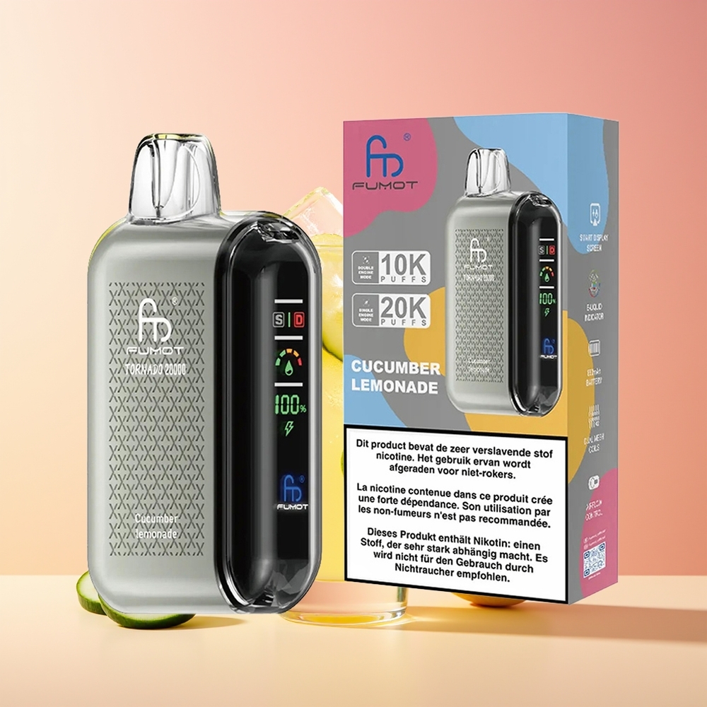 Fumot Tornado 20000 Puffova Kumara Limonada Dual Mesh Coil Smart Display