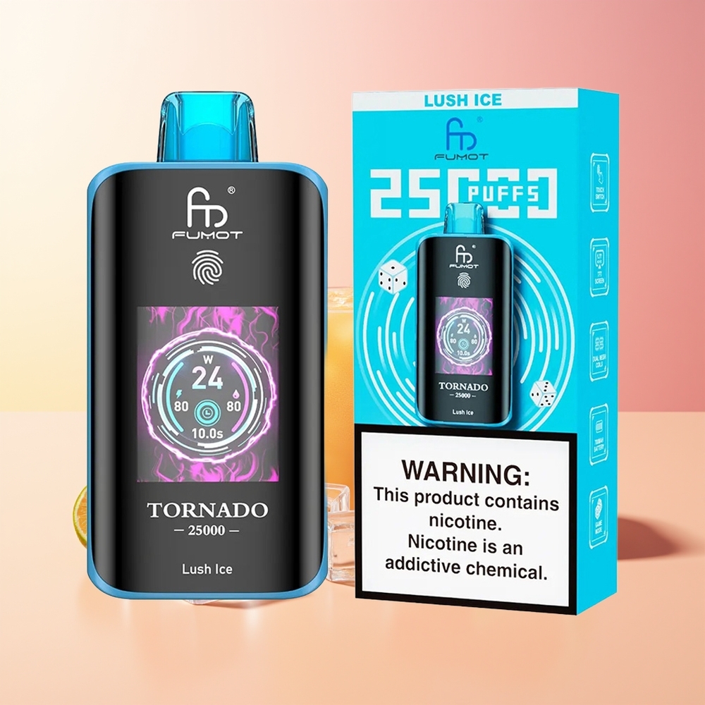 Fumot Tornado 25000 Pofov HD Ekran 700mAh Polnjenje Ledenj Led Lush Ice