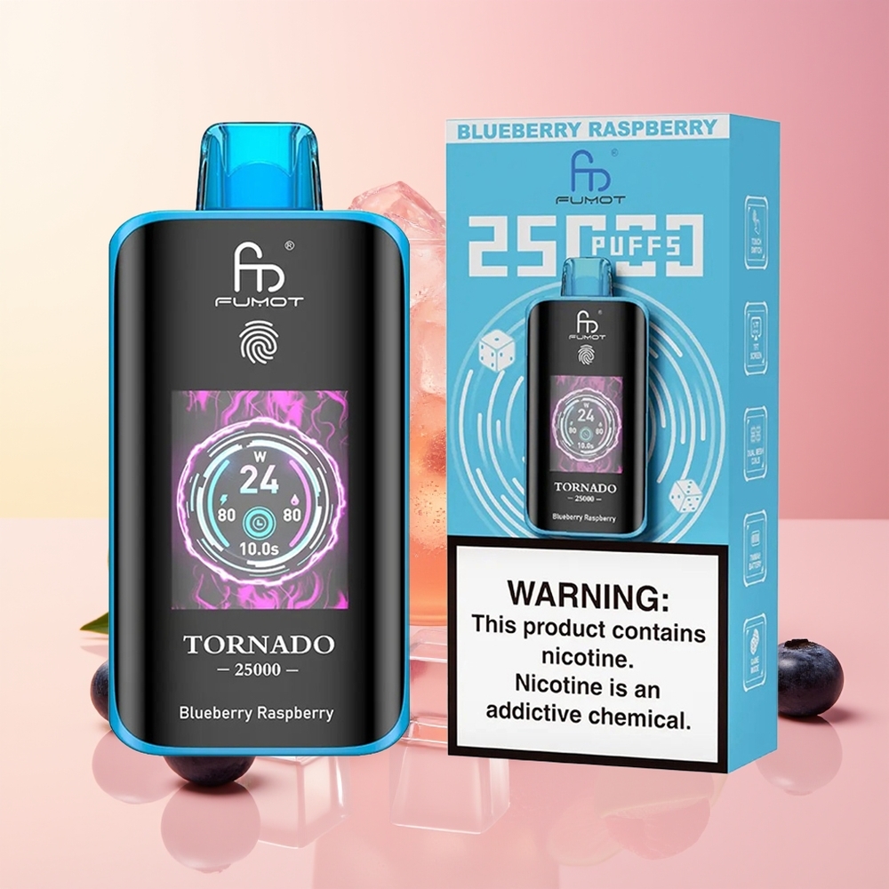Fumot Tornado 25000 Pofov HD Zaslon Rechargeable Borovnica Malina