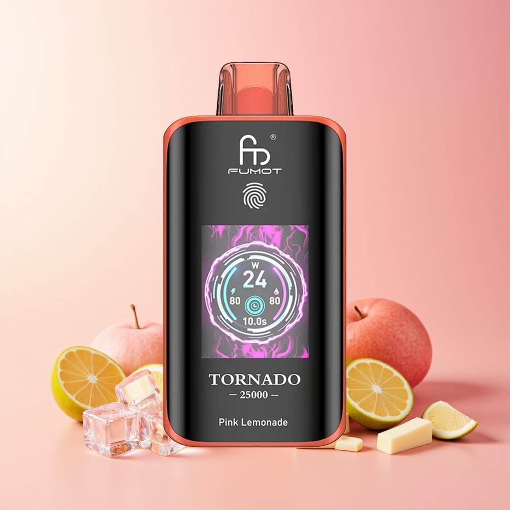 Fumot Tornado 25000 Pofov Roza Limonada HD Ekran 700mAh Baterija