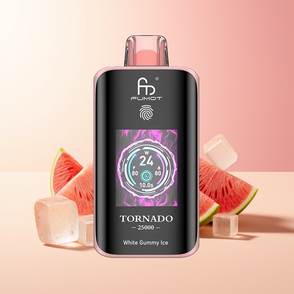 Fumot Tornado 25000 Puffov Beli Gumi Ledeni Tip-C Polnjenje 700mAh Baterija