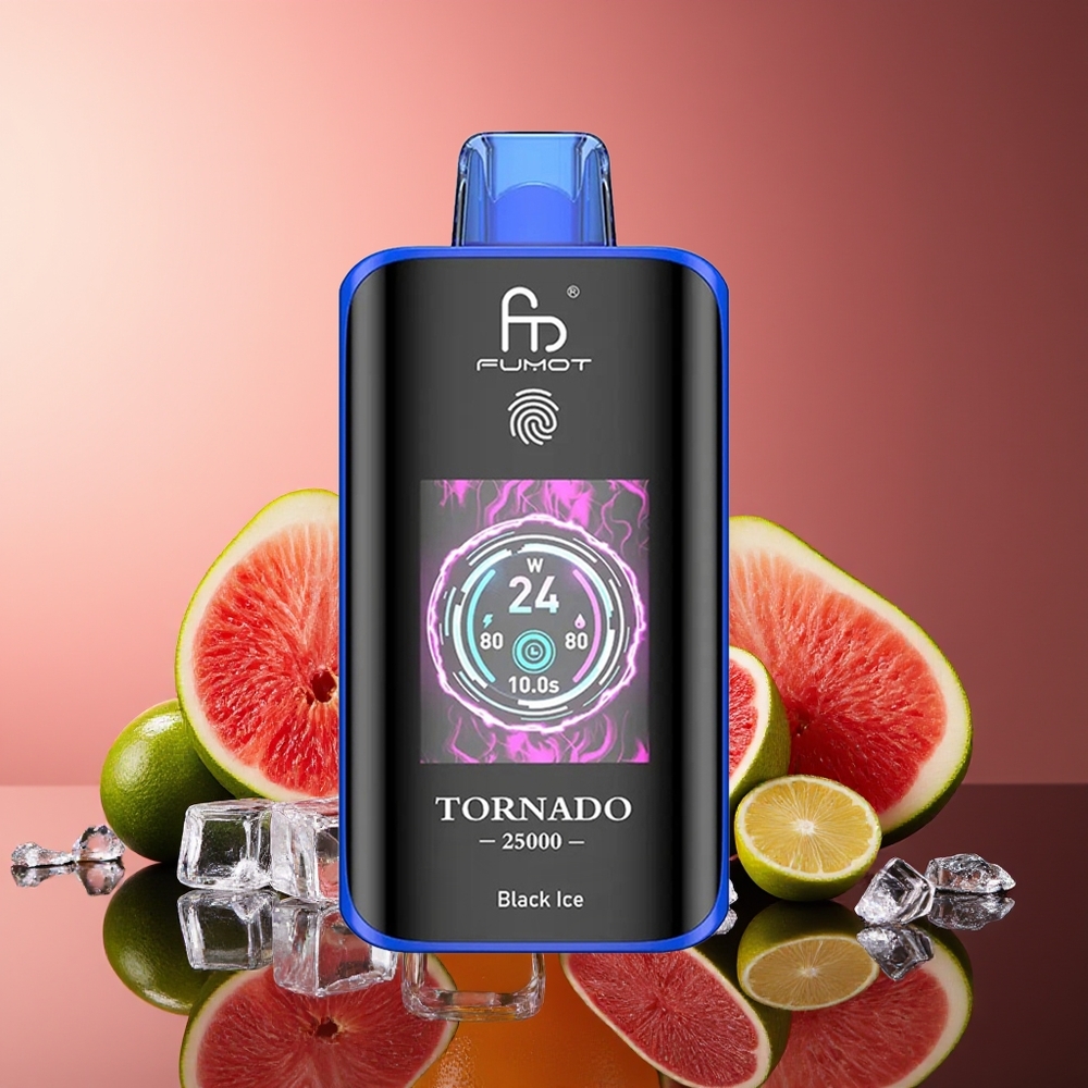 Fumot Tornado 25000 Puffov Črni Led Zaslon HD 700mAh Baterija