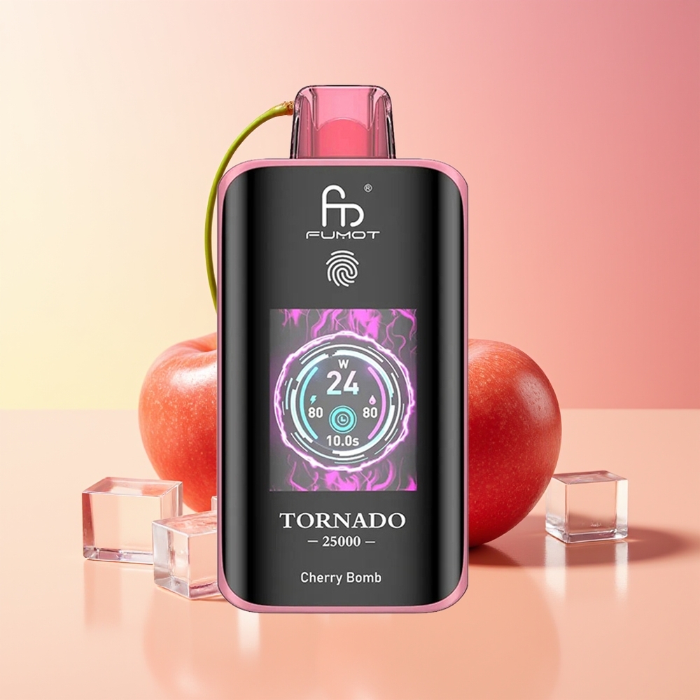 Fumot Tornado 25000 Puffs Češnjevi Bomba HD Ekran Type-C
