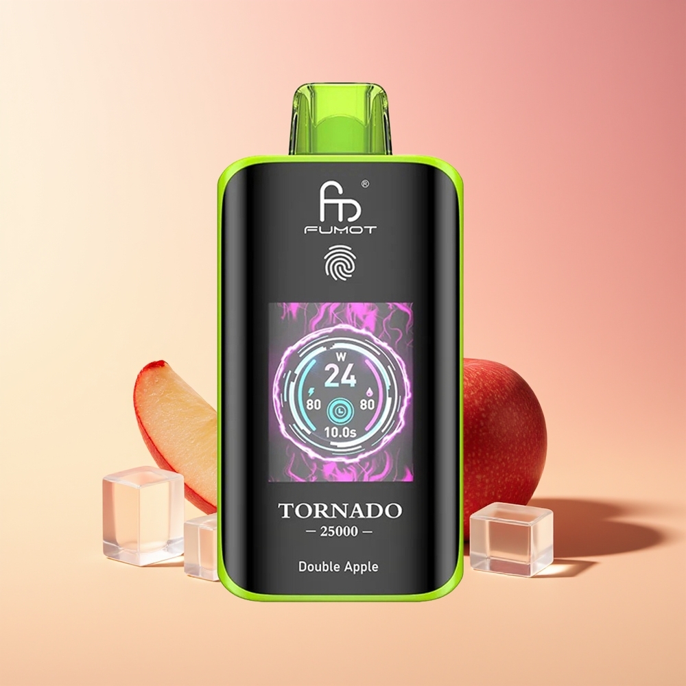 Fumot Tornado 25000 Pufov Polkombinacija Dvojno Jabolko 700mAh HD Ekran