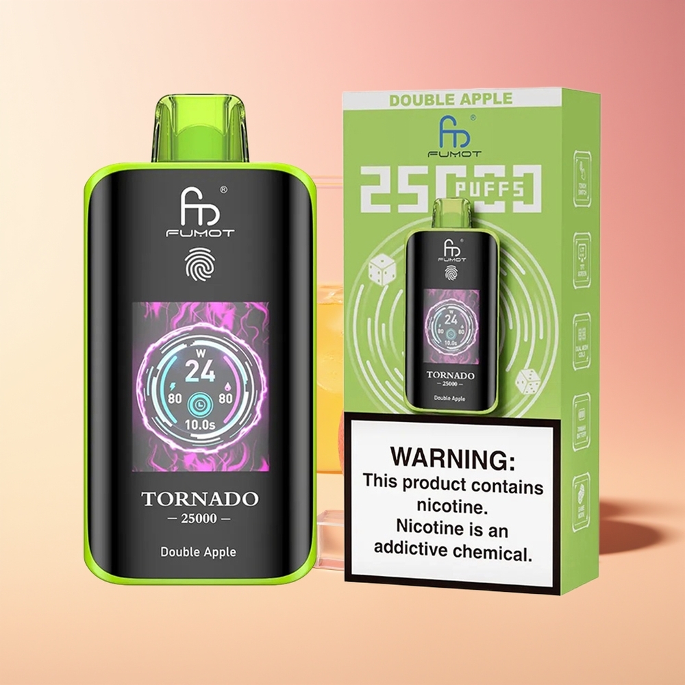Fumot Tornado 25000 Pufov Polkombinacija Dvojno Jabolko 700mAh HD Ekran