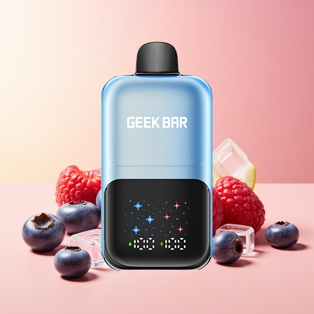 GEEK BAR 2GO 50000 Pofov Borovnica Malina Led Interaktivni Velik Zaslon Dvojni Rezervoarji