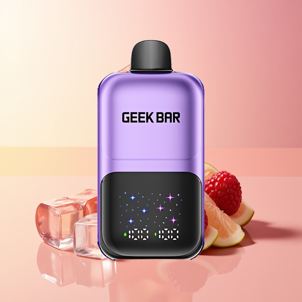 GEEK BAR 2GO 50000 Pofov Grozdje & Malina Interaktivni Velik Zaslon Dvojni Rezervoarji