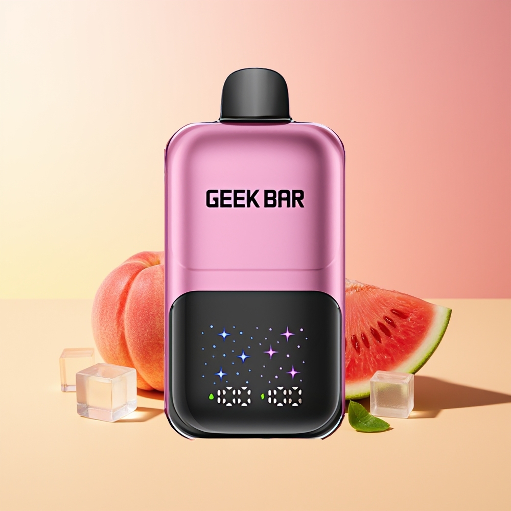 GEEK BAR 2GO 50000 Puffov Breskva & Lubenica Velik Interaktivni Zaslon Dvojni Rezervoarji