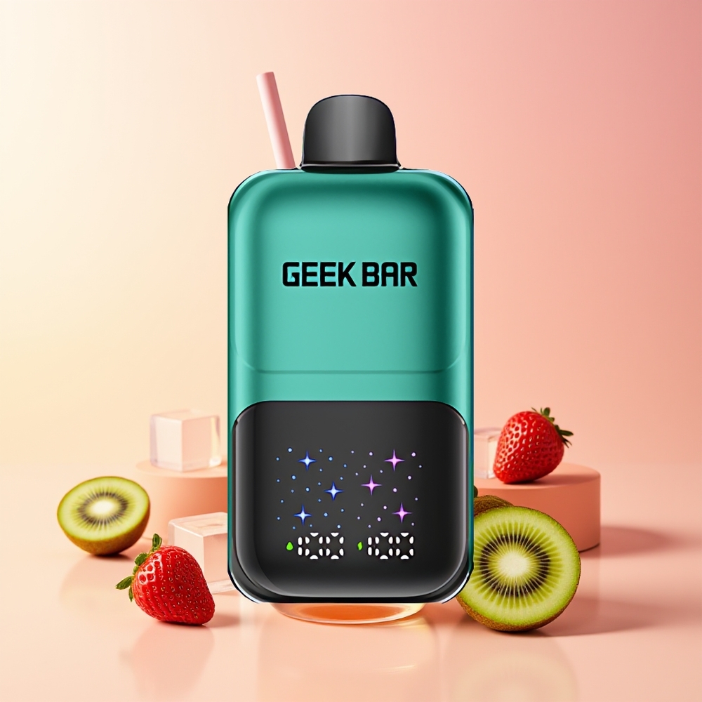 GEEK BAR 2GO 50000 Puffov Jagoda & Kivi Interaktivni Velik Zaslon Dvojni Rezervoarji