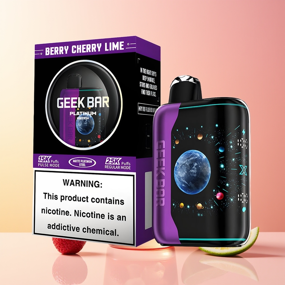 GEEK BAR Platinum Edition 25000 Puffov Jagoda Češnja Limeta 20mL Dual Mesh Coil