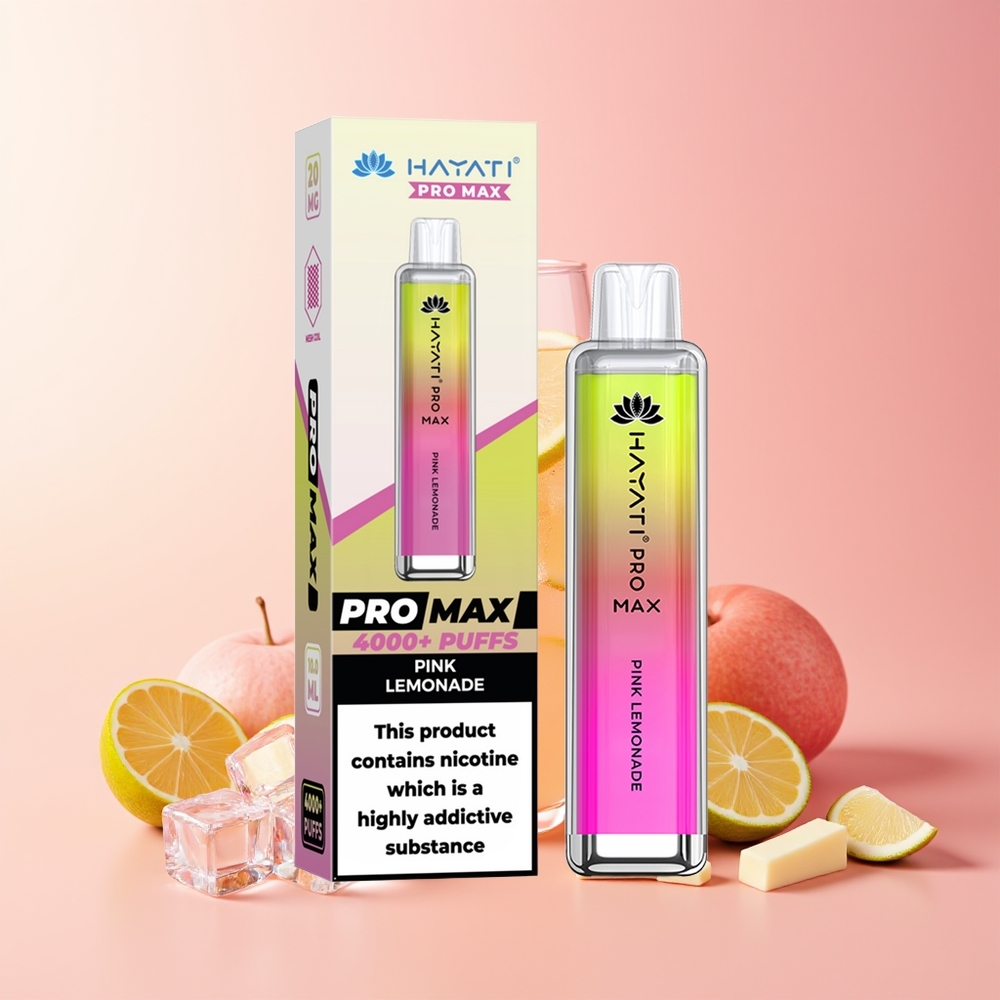 Hayati Pro Max 4000 Pihov Vape Roza Limonada 2% Nikotina 1400mAh Baterija