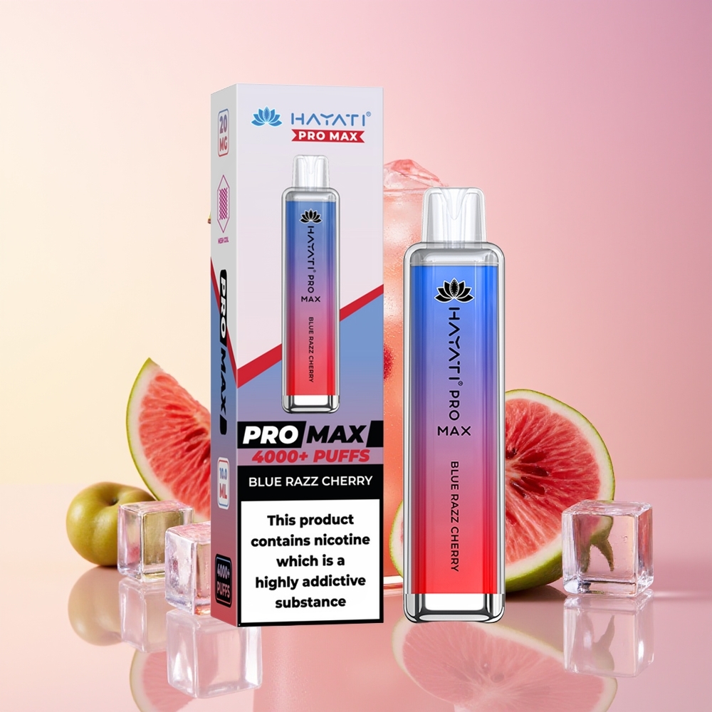 Hayati Pro Max 4000 Ponovljivih Pufov Modra Malina Češnja z LED Osvetlitvijo in 5% Nikotina