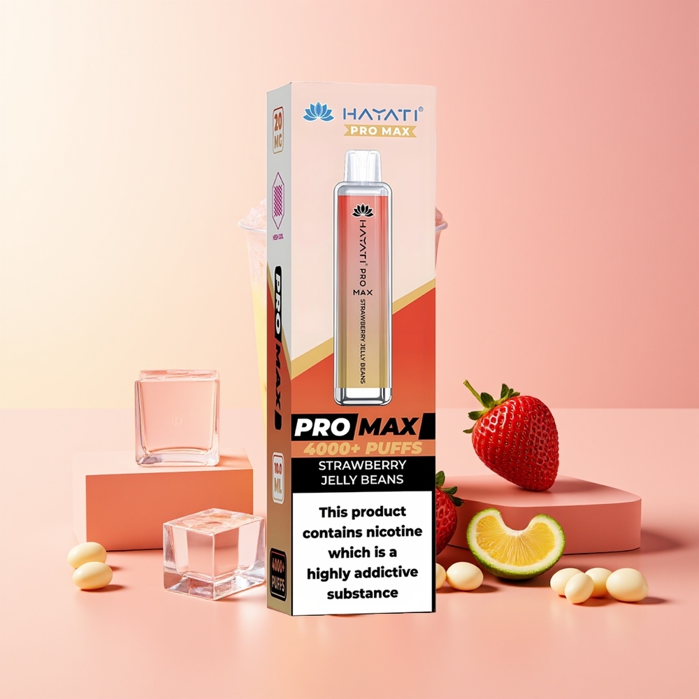Hayati Pro Max 4000 Potegov Dispozabilna Vape Jagodni Žele Bomboni Z 5% Nikotina In 1400mAh Baterijo