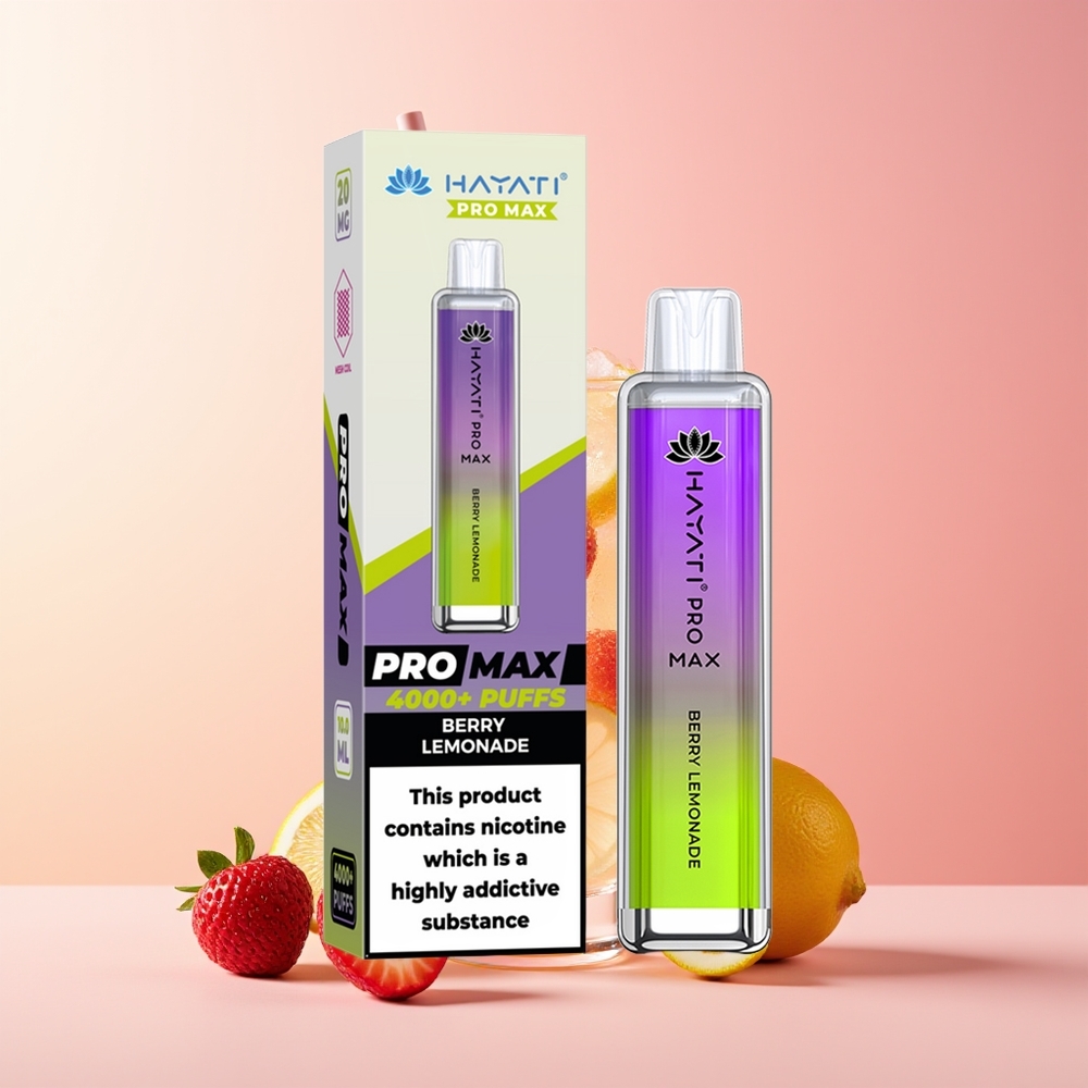 Hayati Pro Max 4000 Puffov Jagoda Limonada 5% Nikotina 1400mAh Baterija