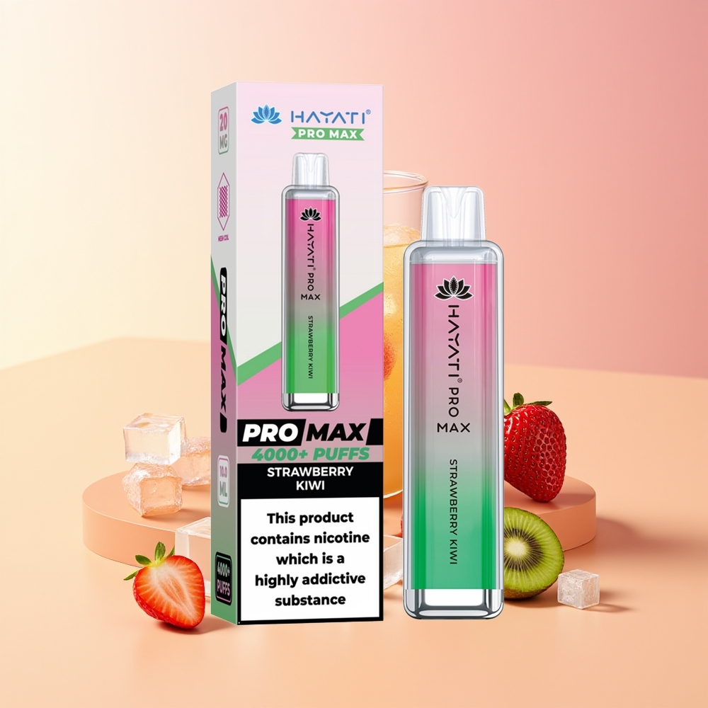 Hayati Pro Max 4000 Puffs Dispozabilna Vapa Jagoda Kivi 5% Nicotine Dual 1.1 Ohm Mesh Coil