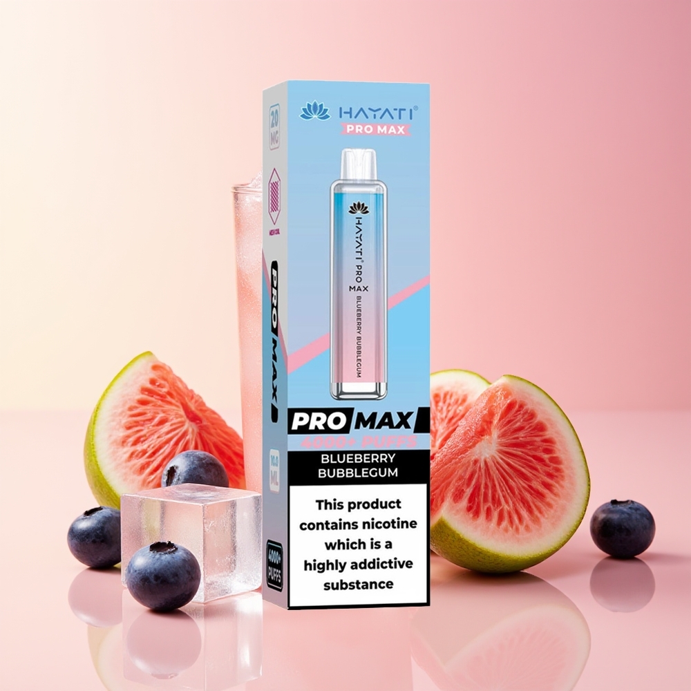 Hayati Pro Max 4000 Pufi Dispozabilna Vapa Borovnica Žvečilni Gumij + LED + 2ml