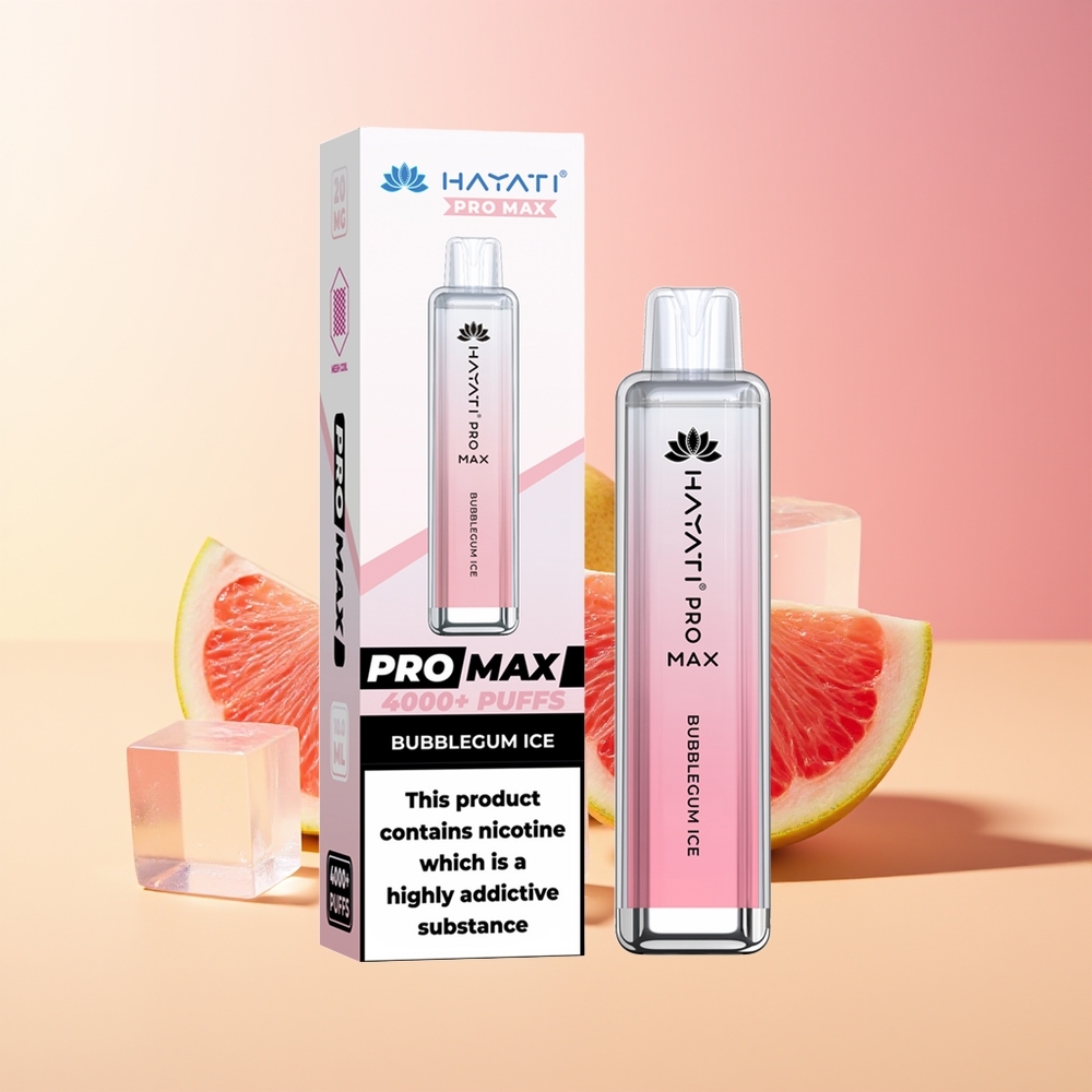 Hayati Pro Max 4000 Pufi Dispozabilni Vape Bubblegum Led 5% Nikotina 1400mAh Baterija