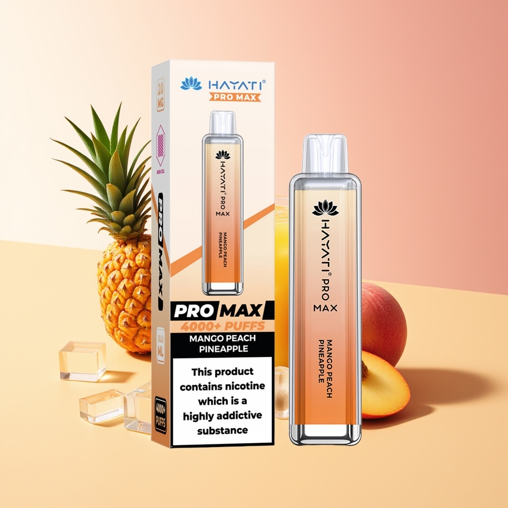 Hayati Pro Max 4000 Pufov Dispozabilna Vape Mango Breskeva Ananas 5% Nikotina 1400mAh Baterija