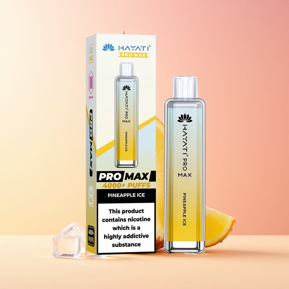Hayati Pro Max 4000 Pufov Dispozabilni Vape Ananas Led 5% Nicotin Dual 1.1 Ohm Mesh Coil