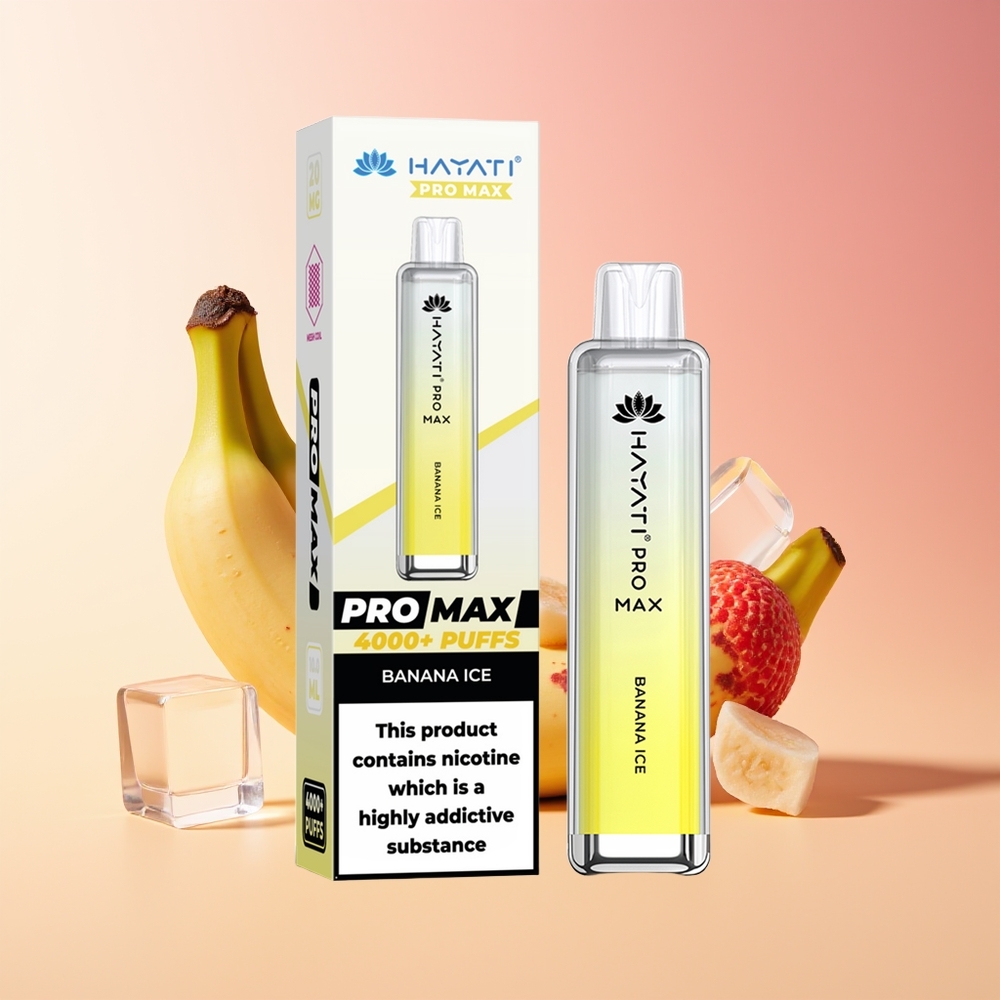 Hayati Pro Max 4000 Pufov Dispozabilni Vape Banan Ice 5% Nikotina 1400mAh Baterija
