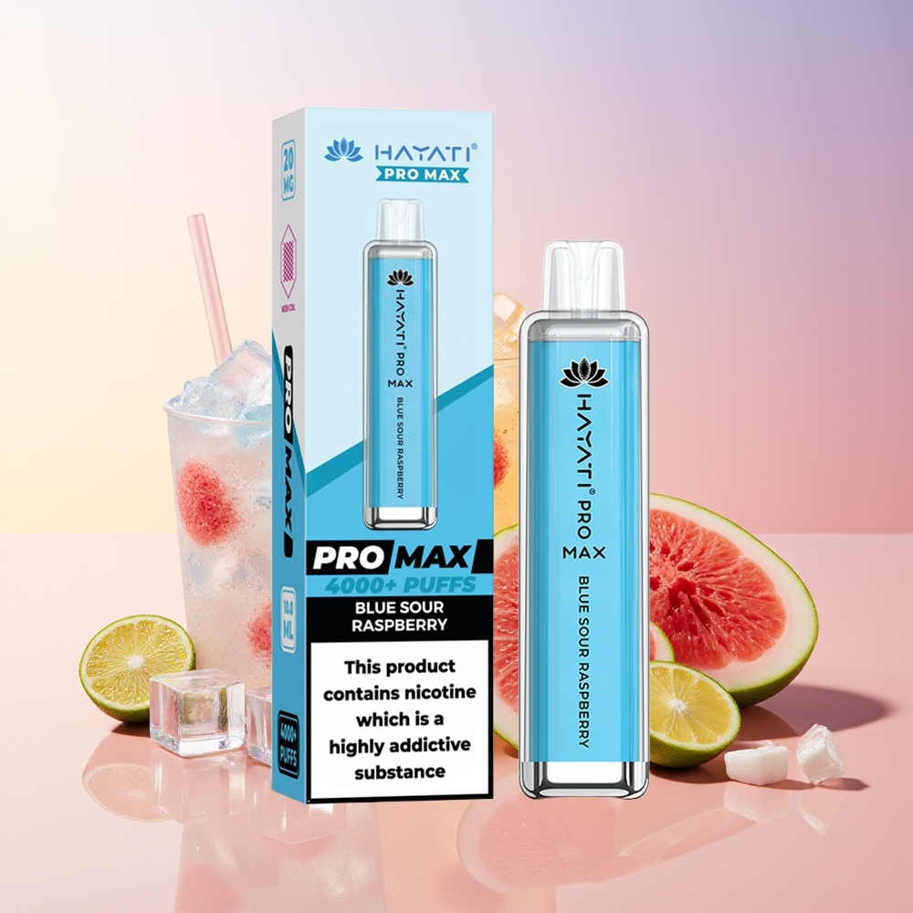 Hayati Pro Max 4000 Pufov Napolnljiv Dispozabilni Vape Modra Kisla Malina 2ml TPD