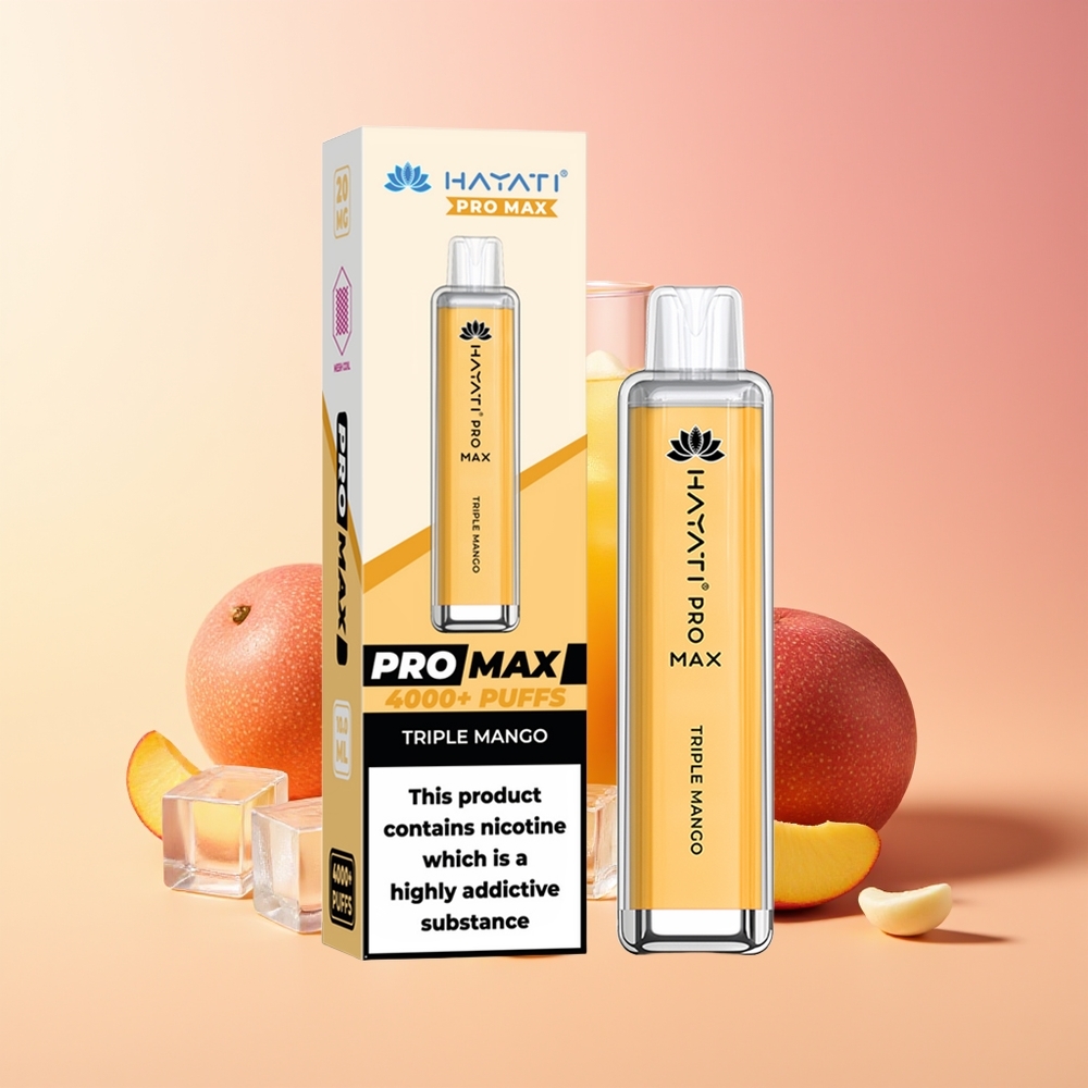 Hayati Pro Max 4000 Pufov Vape Trojni Mango 5% Nikotina 1400mAh Baterija