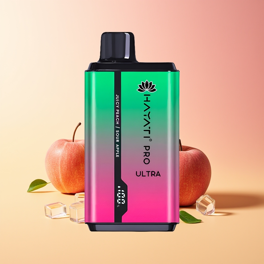 Hayati Pro Ultra 15000 Pofov Kislo Jabolko Sočna Breskeva 2 12ml 2%
