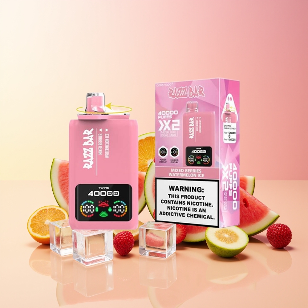 Razz Bar 40000 Puffov Vape Mešane Jagode - Lubenica Led 2% Nikotina, Tip-C Priključek