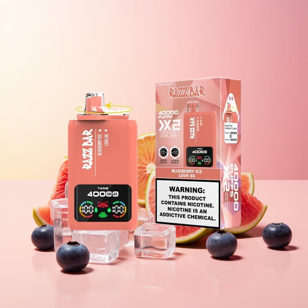 Razz Bar 40000 Puffs Tipi 1.0Ohm 2 Mrežna Tuljava Ljubičasti Led Sladoled - Love 66