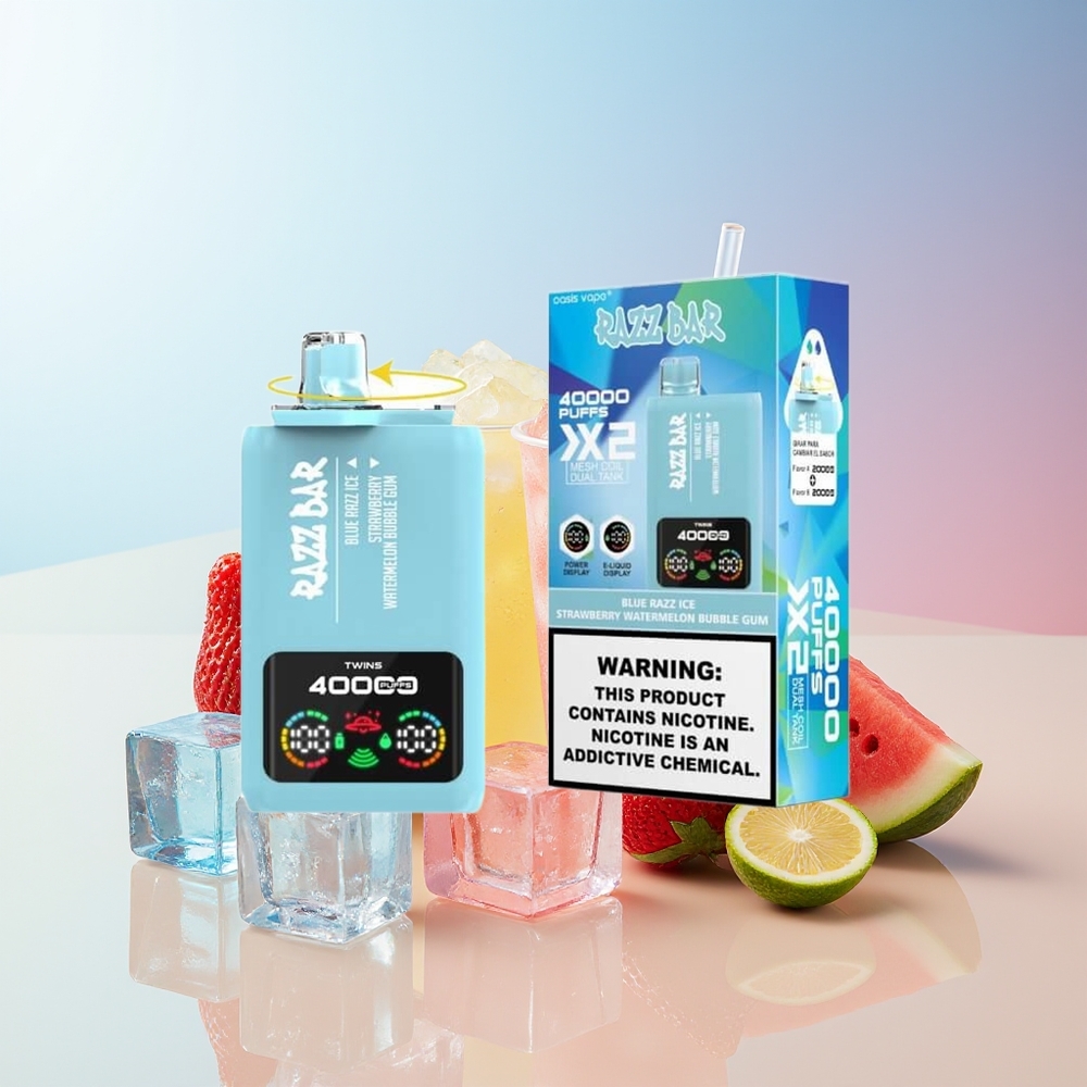 Razz Bar 40000 Pufi Vape Modra Malina Led-Jagoda Lubenica Mehki Gumij
