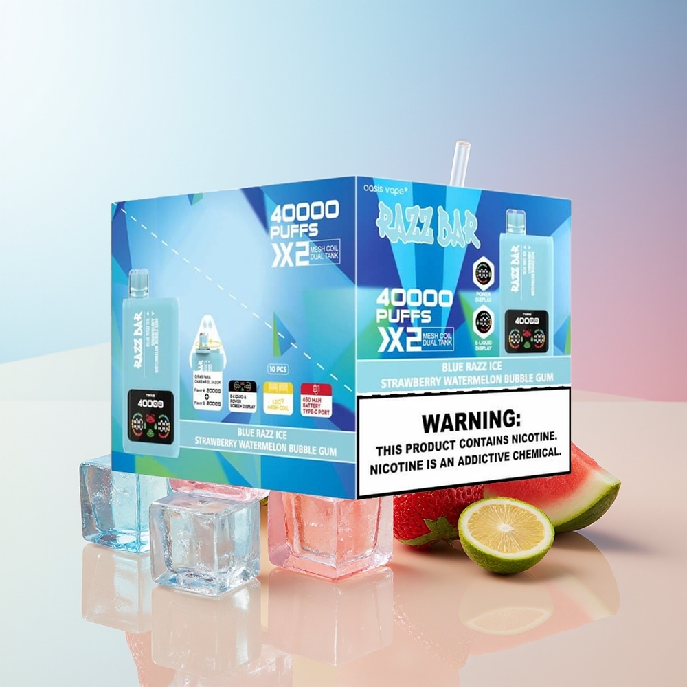 Razz Bar 40000 Pufi Vape Modra Malina Led-Jagoda Lubenica Mehki Gumij