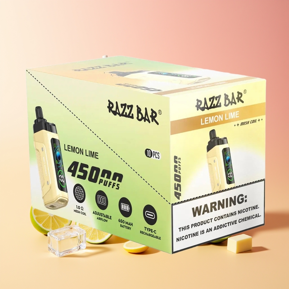 Razz Bar 45000 Pufi Vape Limeta Limona Zračni Tok 1.0 Ohm