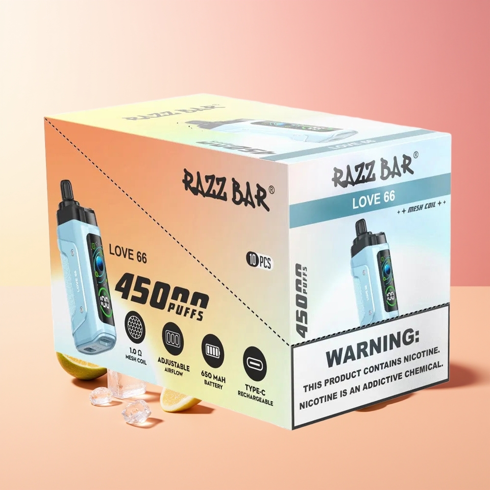 Razz Bar 45000 Pufi Vape Ljubezen 66 1.0 Ohm Mesh Coil Type-C Polnjenje