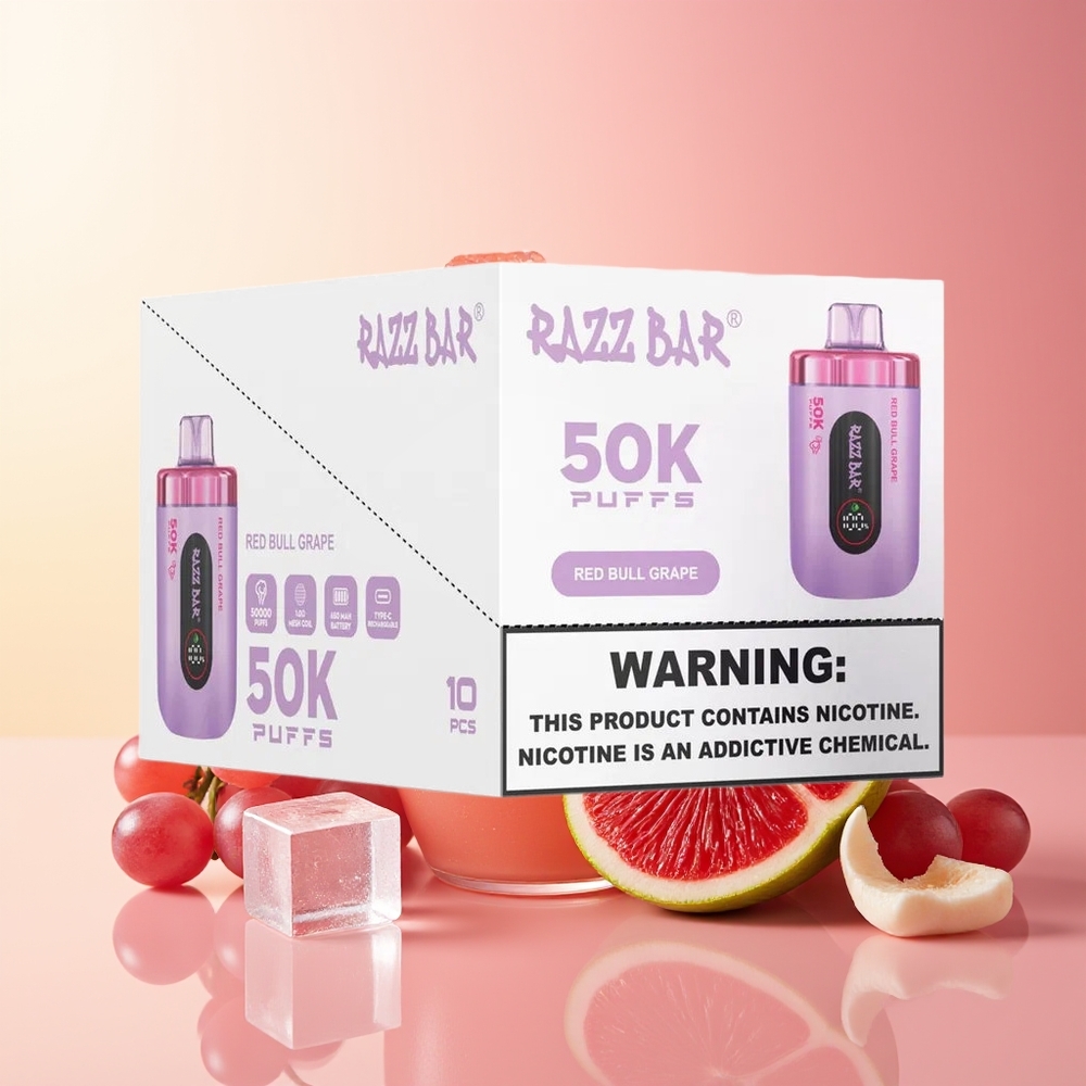 Razz Bar 50K Pih 2% Nikotin Red Bull Grozdje Mesh Coil
