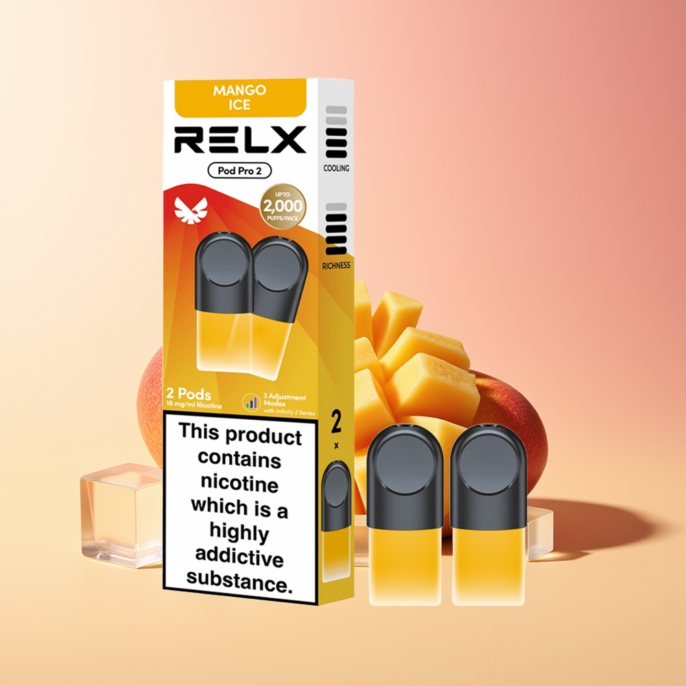 RELX Pod Pro 2 600 pušev 1.9ml Mango Led Kombinacija