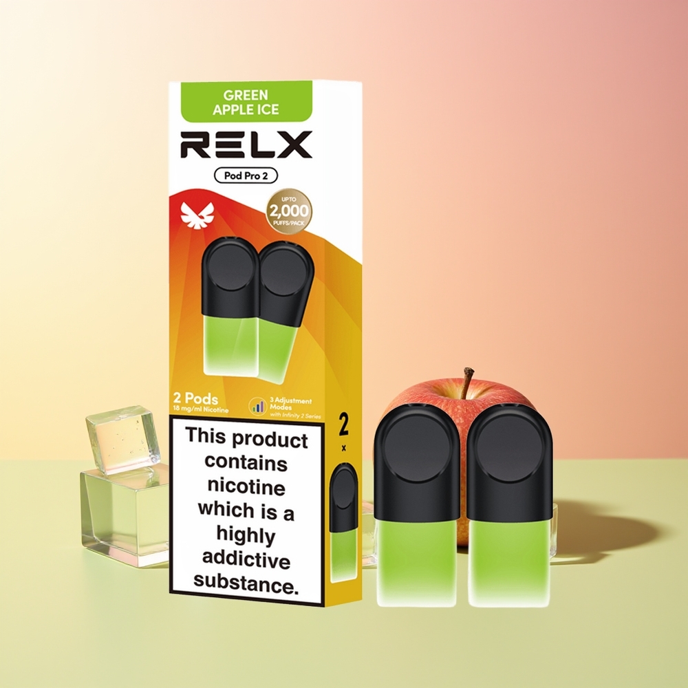 RELX Pod Pro 2 600 zadišev zelena jabolčna ledena zmogljivost 1.9ml