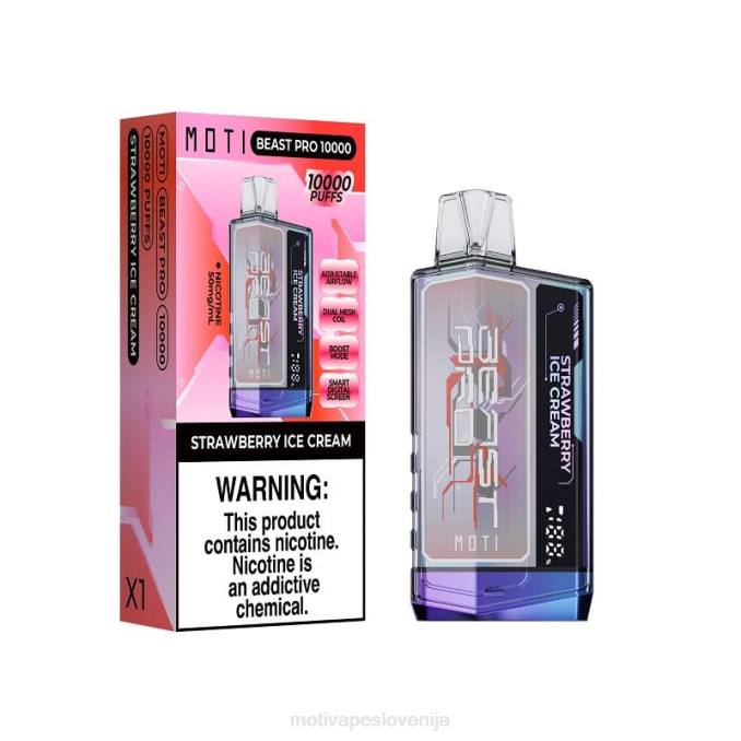 MOTI Beast Pro vape za enkratno uporabo (5%, 10000 vpihov) jagodni sladoled MOTI vape Ljubljana - 2Z8P50