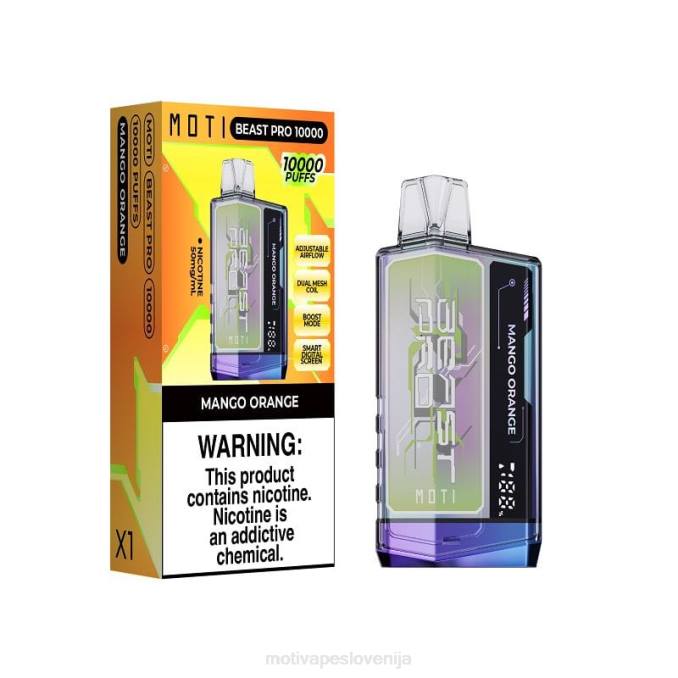 MOTI Beast Pro vape za enkratno uporabo (5%, 10000 vpihov) mango pomaranča MOTI vape near me - 2Z8P47